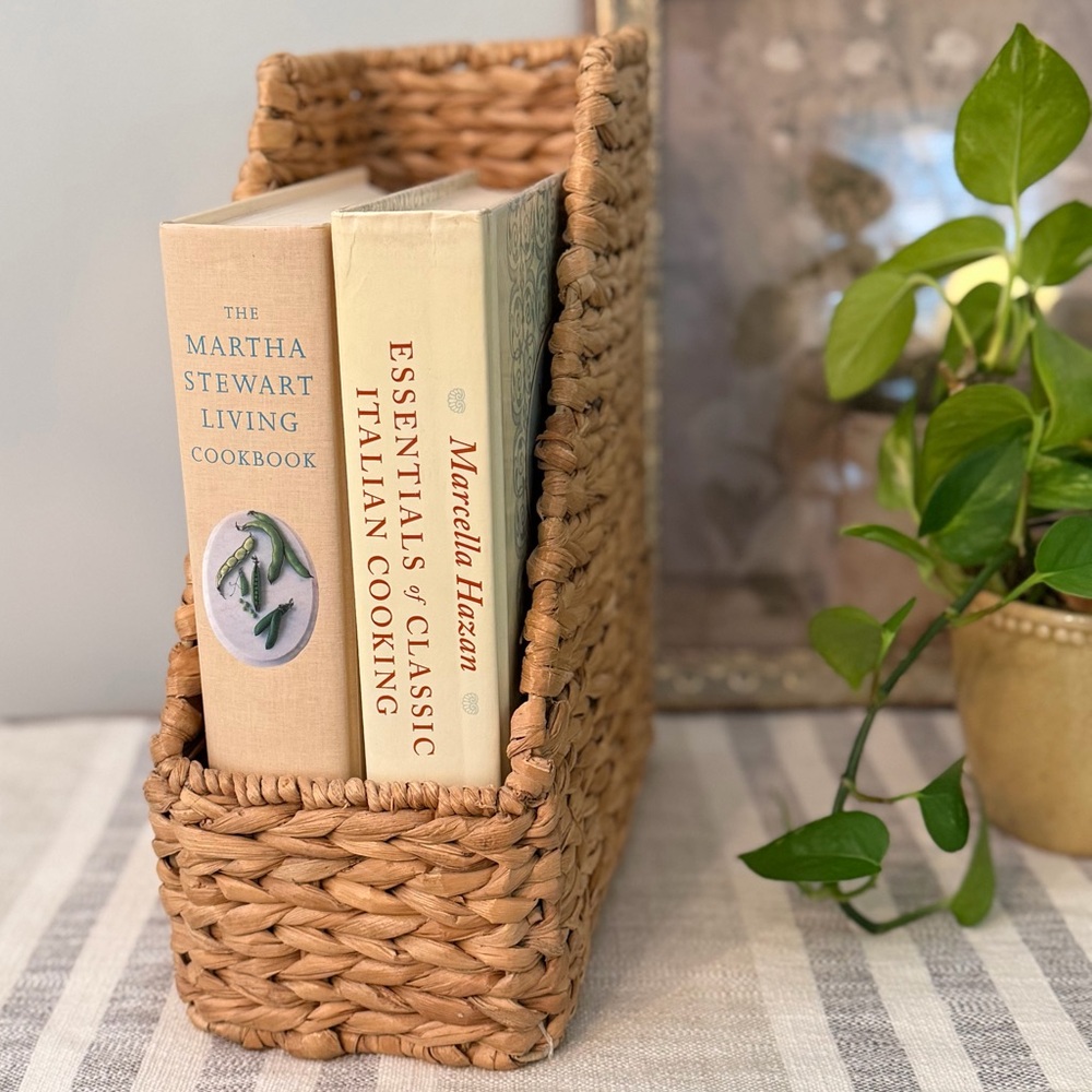 Woven Seagrass Magazine File Organizer | Coastal Boho Desk Storage